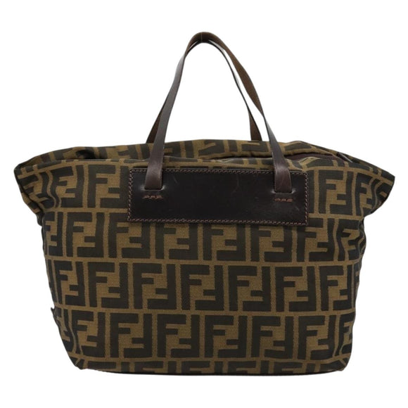 FENDI Zucca Canvas Hand Bag Black Brown Auth ti3974