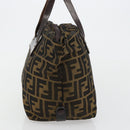 FENDI Zucca Canvas Hand Bag Black Brown Auth ti3974-4