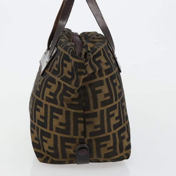 FENDI Zucca Canvas Hand Bag Black Brown Auth ti3974