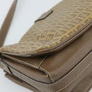 FENDI Zucchino Canvas Shoulder Bag Coated Canvas Beige Gold Auth ti3975-13