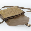 FENDI Zucchino Canvas Shoulder Bag Coated Canvas Beige Gold Auth ti3975-14