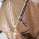 FENDI Zucchino Canvas Shoulder Bag Coated Canvas Beige Gold Auth ti3975-20