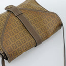 FENDI Zucchino Canvas Shoulder Bag Coated Canvas Beige Gold Auth ti3975-6