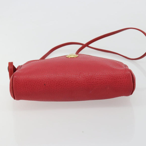 Christian Dior Shoulder Bag Leather Red Gold Auth ti3976
