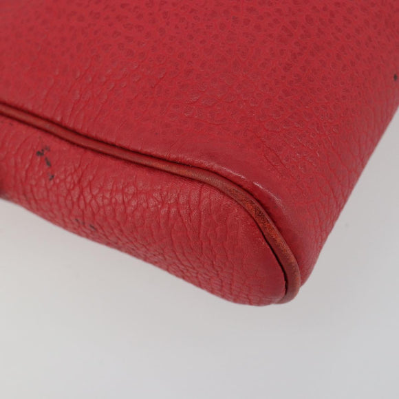 Christian Dior Shoulder Bag Leather Red Gold Auth ti3976