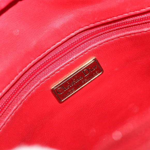 Christian Dior Shoulder Bag Leather Red Gold Auth ti3976