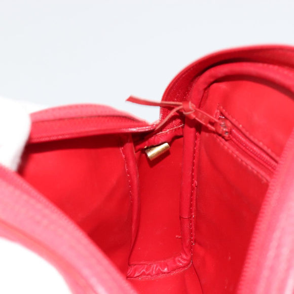 Christian Dior Shoulder Bag Leather Red Gold Auth ti3976