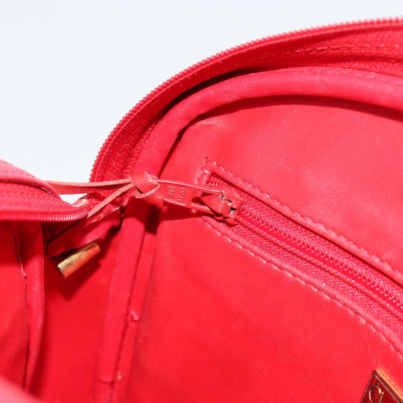 Christian Dior Shoulder Bag Leather Red Gold Auth ti3976