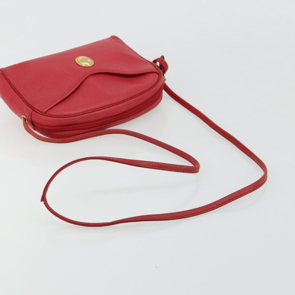 Christian Dior Shoulder Bag Leather Red Gold Auth ti3976