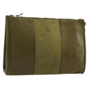 Christian Dior Clutch Bag Leather Green Gold Auth ti3979-1