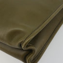 Christian Dior Clutch Bag Leather Green Gold Auth ti3979-15