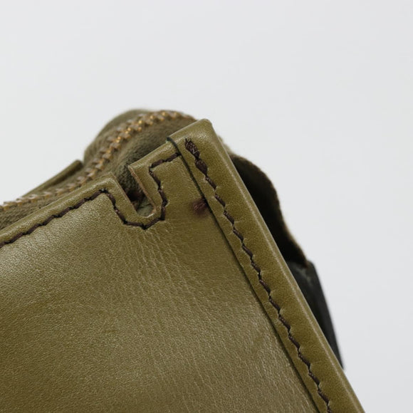 Christian Dior Clutch Bag Leather Green Gold Auth ti3979