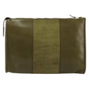 Christian Dior Clutch Bag Leather Green Gold Auth ti3979-2