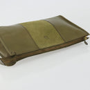 Christian Dior Clutch Bag Leather Green Gold Auth ti3979-5