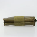 Christian Dior Clutch Bag Leather Green Gold Auth ti3979-6