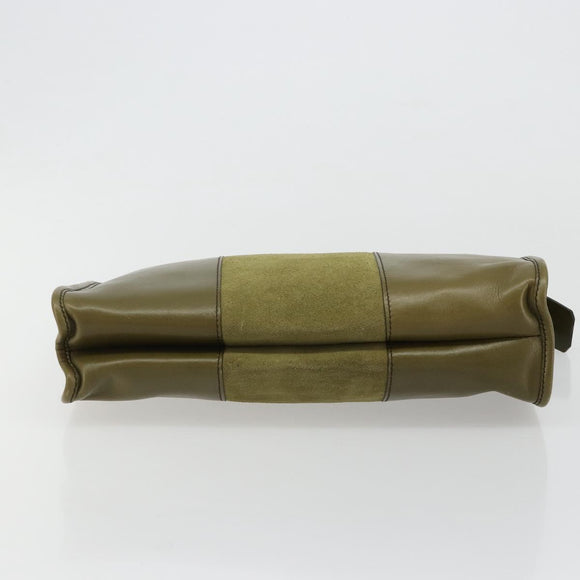 Christian Dior Clutch Bag Leather Green Gold Auth ti3979