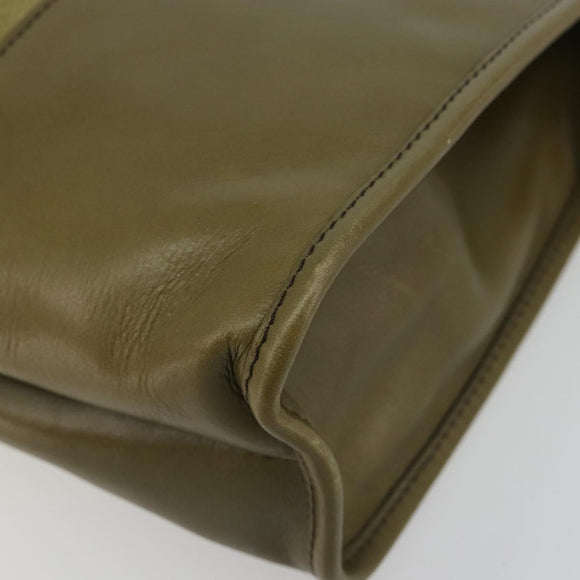 Christian Dior Clutch Bag Leather Green Gold Auth ti3979