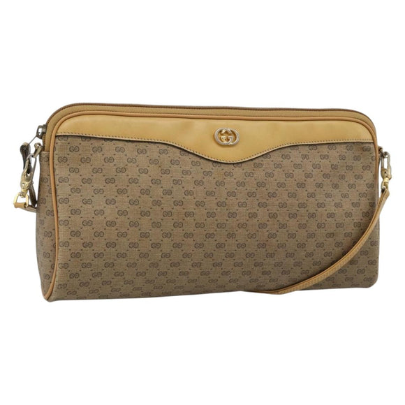 GUCCI Micro GG Supreme Shoulder Bag PVC Beige Gold Auth ti3980