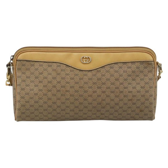 GUCCI Micro GG Supreme Shoulder Bag PVC Beige Gold Auth ti3980