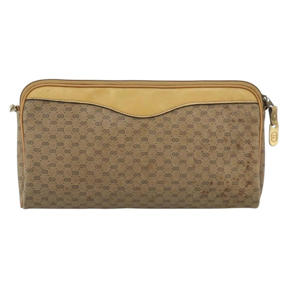 GUCCI Micro GG Supreme Shoulder Bag PVC Beige Gold Auth ti3980