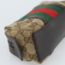 GUCCI GG Canvas Web Sherry Line Pouch Beige 256639 Auth ti3981-16