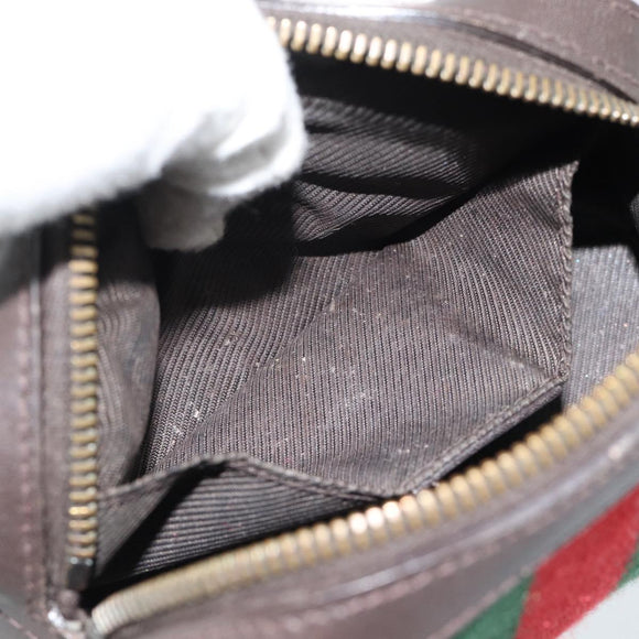 GUCCI GG Canvas Web Sherry Line Pouch Beige 256639 Auth ti3981