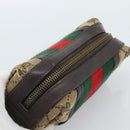 GUCCI GG Canvas Web Sherry Line Pouch Beige 256639 Auth ti3981-5