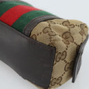 GUCCI GG Canvas Web Sherry Line Pouch Beige 256639 Auth ti3981-7
