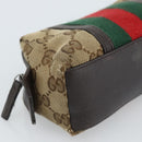 GUCCI GG Canvas Web Sherry Line Pouch Beige 256639 Auth ti3981-14