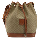 CELINE Macadam Canvas Shoulder Bag PVC Beige Gold Auth ti3982-2