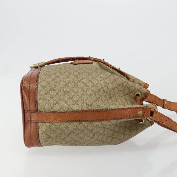 CELINE Macadam Canvas Shoulder Bag PVC Beige Gold Auth ti3982