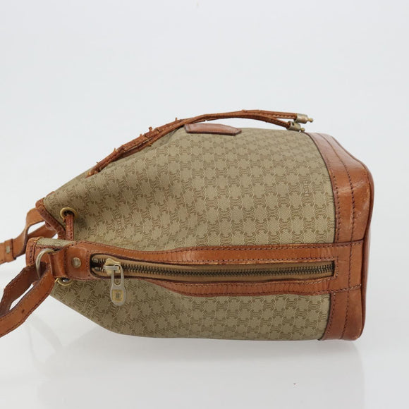 CELINE Macadam Canvas Shoulder Bag PVC Beige Gold Auth ti3982