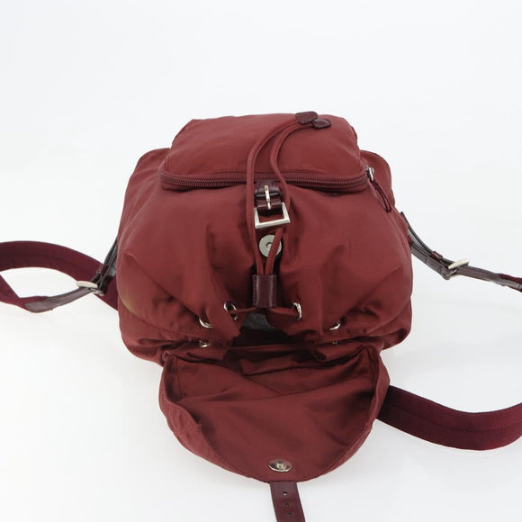 PRADA Backpack Nylon Red Silver Auth ti3983A