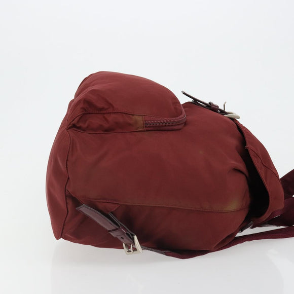 PRADA Backpack Nylon Red Silver Auth ti3983A