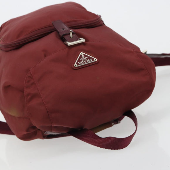 PRADA Backpack Nylon Red Silver Auth ti3983A