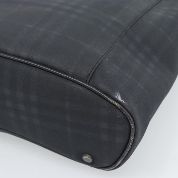 BURBERRY Nova Check Tote Bag PVC Navy Silver Auth ti3984