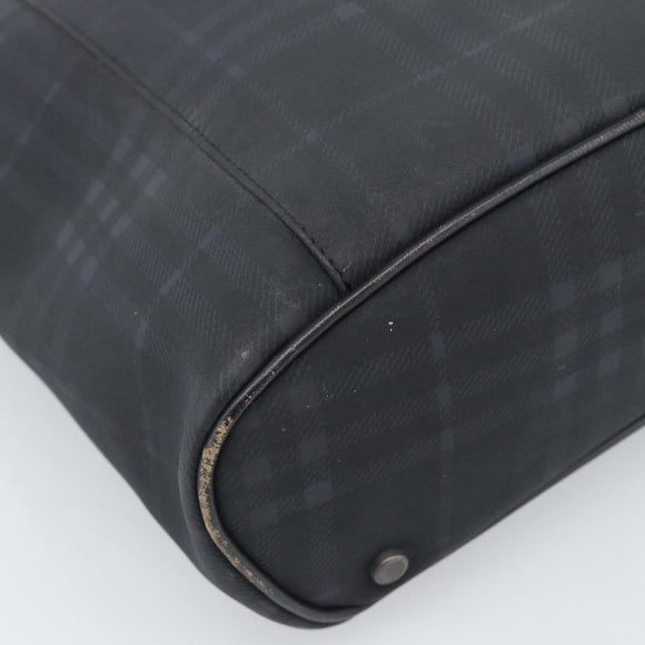 BURBERRY Nova Check Tote Bag PVC Navy Silver Auth ti3984