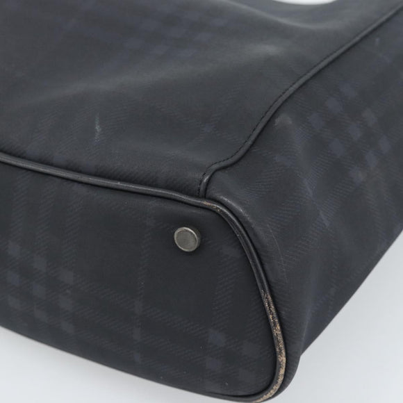 BURBERRY Nova Check Tote Bag PVC Navy Silver Auth ti3984