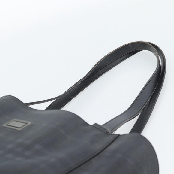 BURBERRY Nova Check Tote Bag PVC Navy Silver Auth ti3984