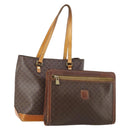 CELINE Macadam Canvas Clutch Bag PVC Leather 2 Set Brown Auth ti3985-1