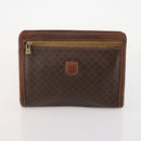 CELINE Macadam Canvas Clutch Bag PVC Leather 2 Set Brown Auth ti3985-10