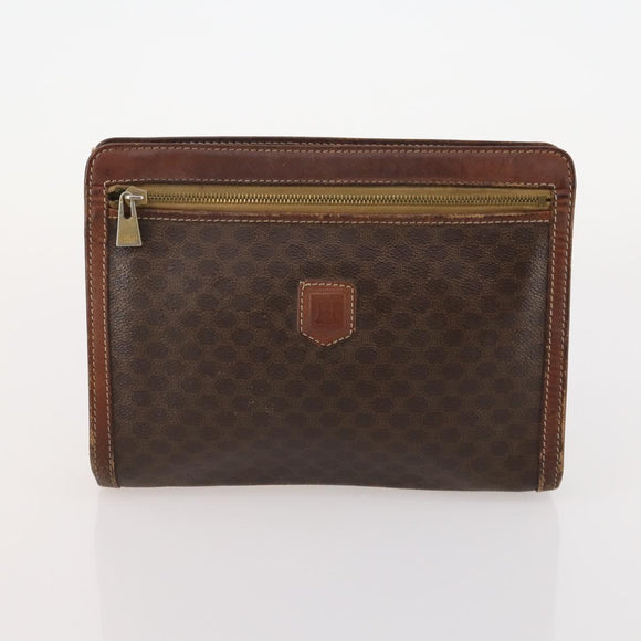 CELINE Macadam Canvas Clutch Bag PVC Leather 2 Set Brown Auth ti3985