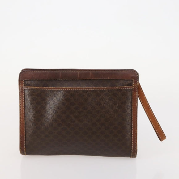 CELINE Macadam Canvas Clutch Bag PVC Leather 2 Set Brown Auth ti3985