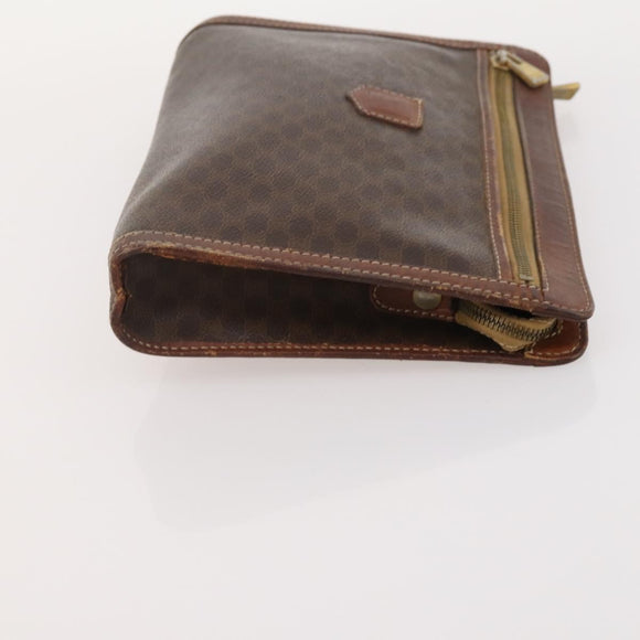 CELINE Macadam Canvas Clutch Bag PVC Leather 2 Set Brown Auth ti3985