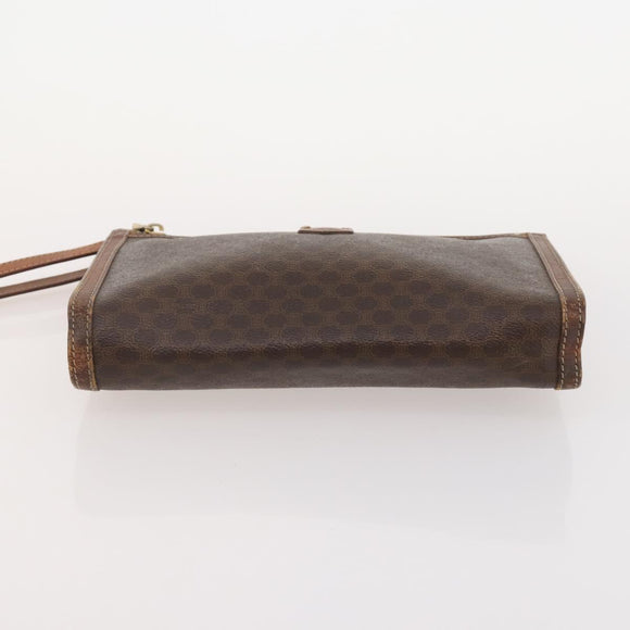 CELINE Macadam Canvas Clutch Bag PVC Leather 2 Set Brown Auth ti3985