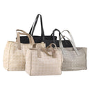 CHANEL New Travel Line Tote Bag Canvas 5 Set Black Gray Pink CC Auth ti3986-1