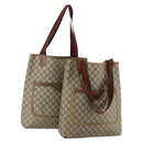 GUCCI GG Supreme Web Sherry Line Tote Bag PVC 2 Set Beige Auth ti3987-1