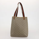 GUCCI GG Supreme Web Sherry Line Tote Bag PVC 2 Set Beige Auth ti3987-11