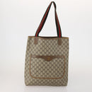 GUCCI GG Supreme Web Sherry Line Tote Bag PVC 2 Set Beige Auth ti3987-2