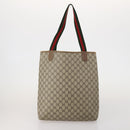 GUCCI GG Supreme Web Sherry Line Tote Bag PVC 2 Set Beige Auth ti3987-3